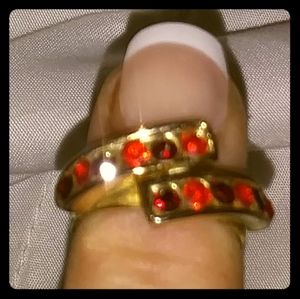 1960's ruby red rhinestone ring